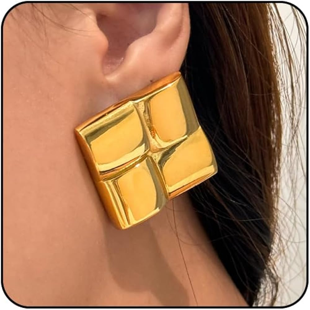 Chunky Earrings for Women Large Statement Earrings for Women Big Stud Earring Geometric Irregular... | Amazon (US)