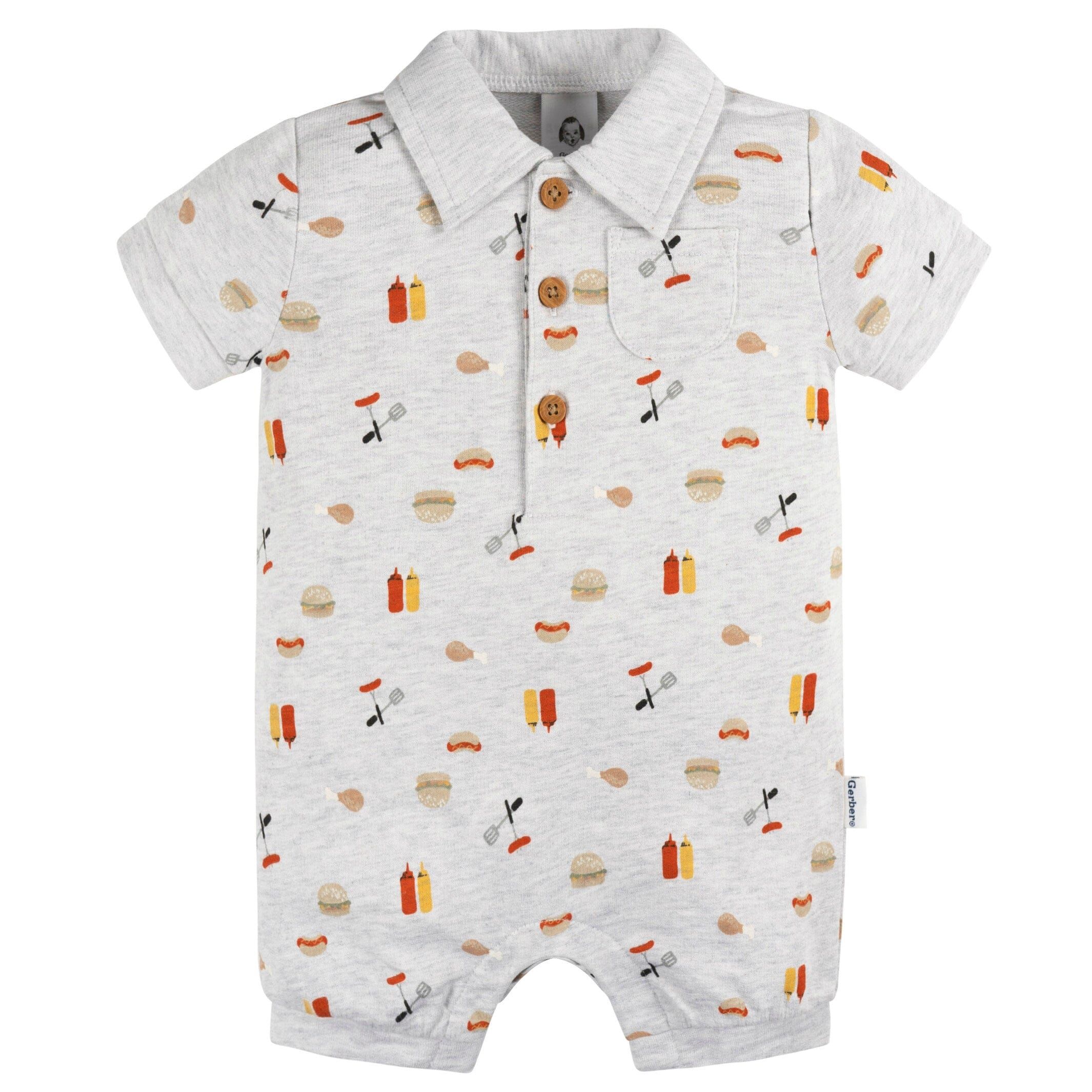 Baby Boys Barbeque Collared Romper | Gerber Childrenswear