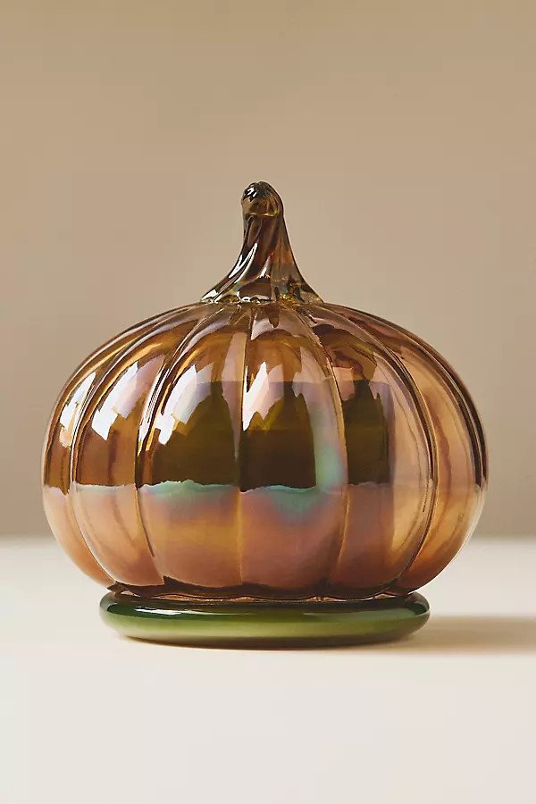 Gourmand Pumpkin & Sweet Vanilla Glass Pumpkin Cloche Candle | Anthropologie (US)
