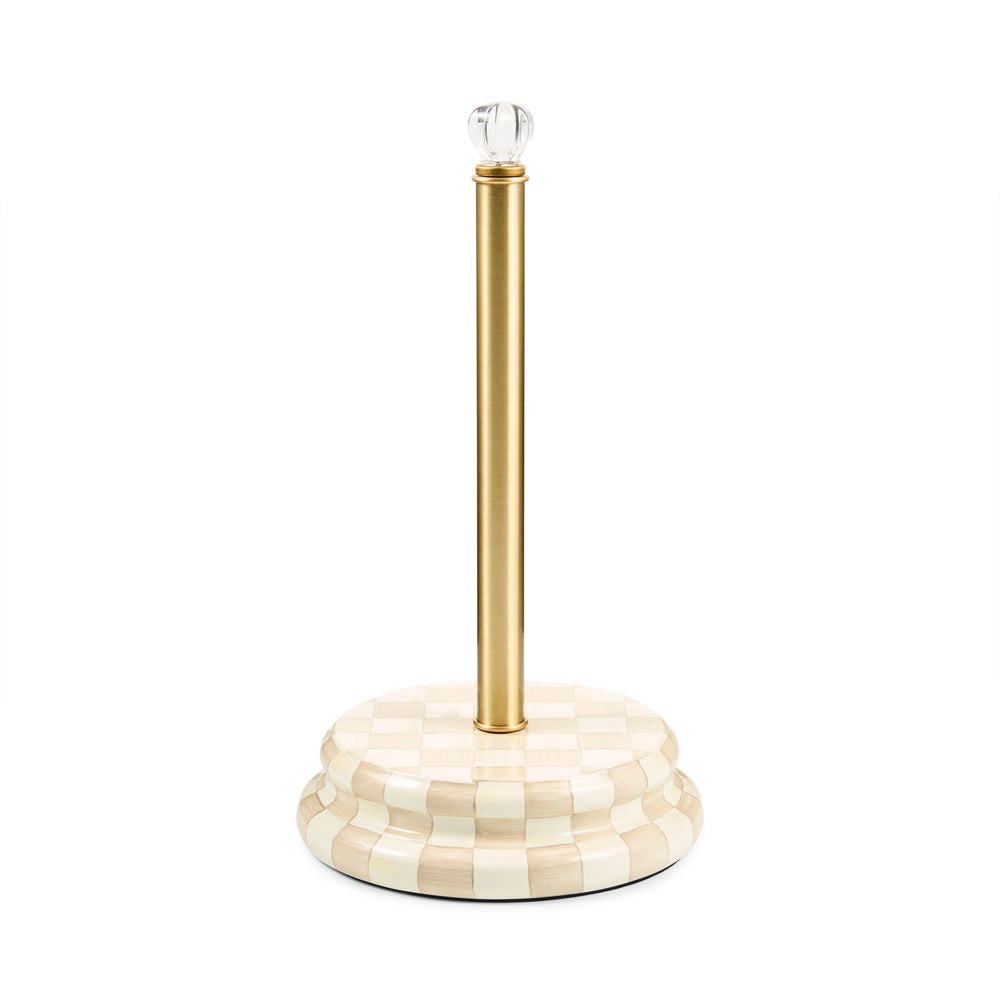 Mocha Check Paper Towel Holder | MacKenzie-Childs