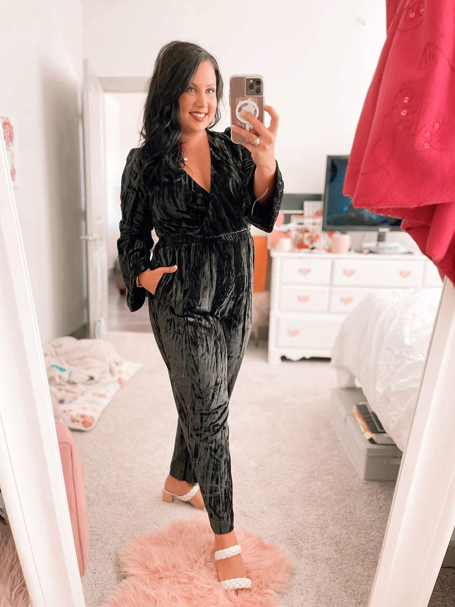 New favorite black velvet jumpsuit! 🖤 

#LTKstyletip #LTKSeasonal #LTKunder50