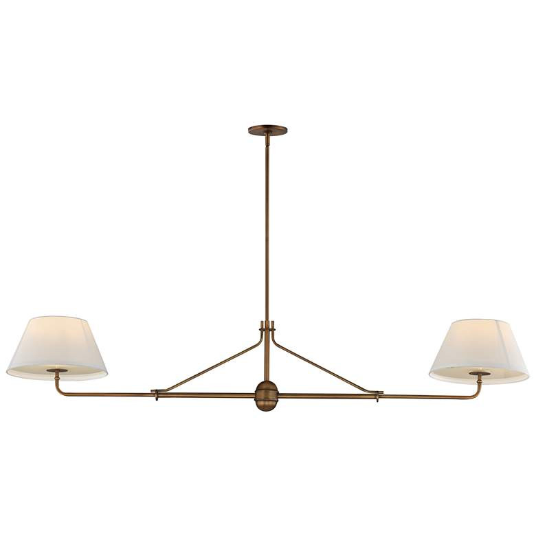 Maxim Dunbridge 62" Off White Linen/Weathered Brass 2-Light Pendant | Lamps Plus