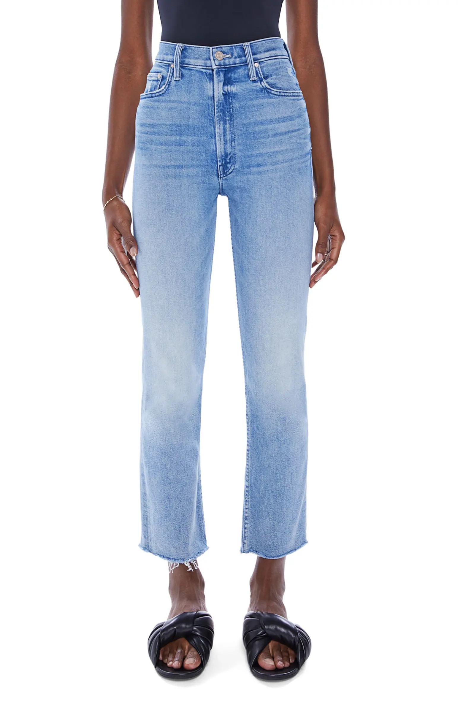 The Rider Frayed High Waist Ankle Straight Leg Jeans | Nordstrom