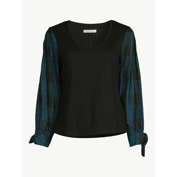 Free Assembly Women's U Neck Pleated Shoulder Top - Walmart.com | Walmart (US)