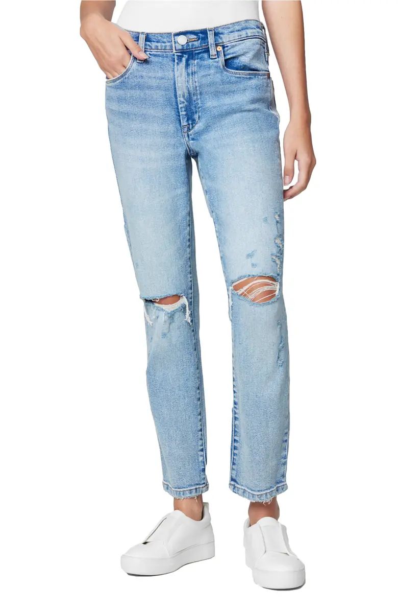 Madison Ripped Straight Leg Crop Jeans | Nordstrom