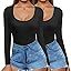 Ekouaer 2 Pack Women's Scoop Neck Tops Long Sleeve Slim Fit T Shirt Thermal Shirts Basic Tight Te... | Amazon (US)