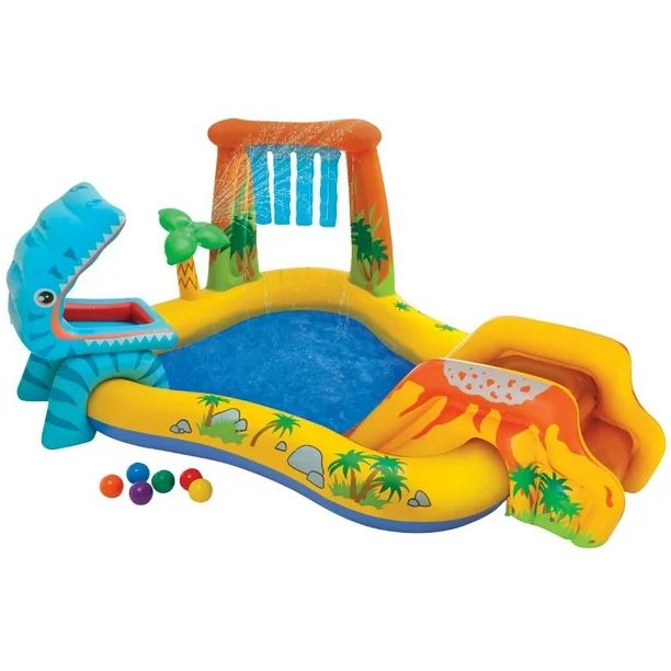 Intex 57444EP Dinosaur Play Center Inflatable Kiddie Swimming Pool - Multicolor - Walmart.com | Walmart (US)
