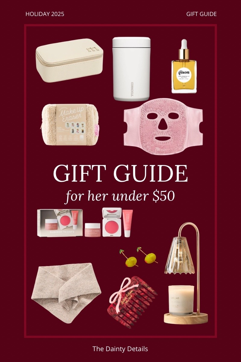 Affordable, actually good gifts for her under $50 💗✨ Think cozy textures, beauty favorites, and self-care picks she’ll use all year. Linking everything (with similar options too!) so you can shop on a budget without it looking like it 😉💄🎀
#giftguide #holidaygifts #giftsforher #under50 #ltkholiday #ltkfinds #thedaintydetails 

#LTKCyberWeek #LTKHoliday #LTKGiftGuide