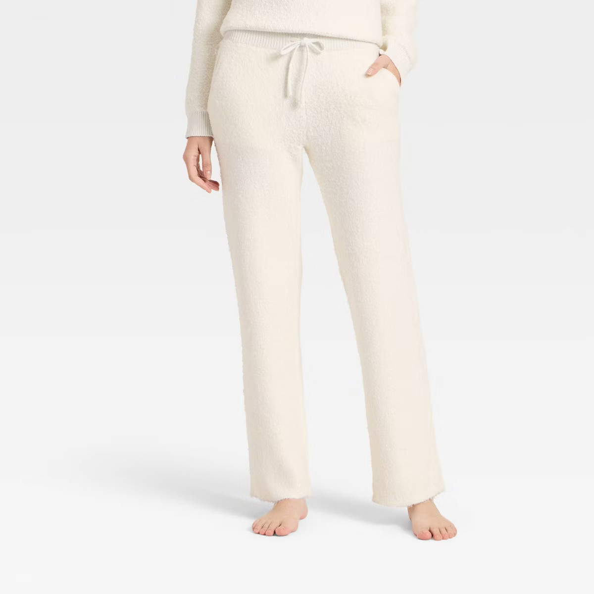 Women's Mid-Rise Cozy Knit Ankle Pull-On Pants - Universal Thread™ Cream | Target