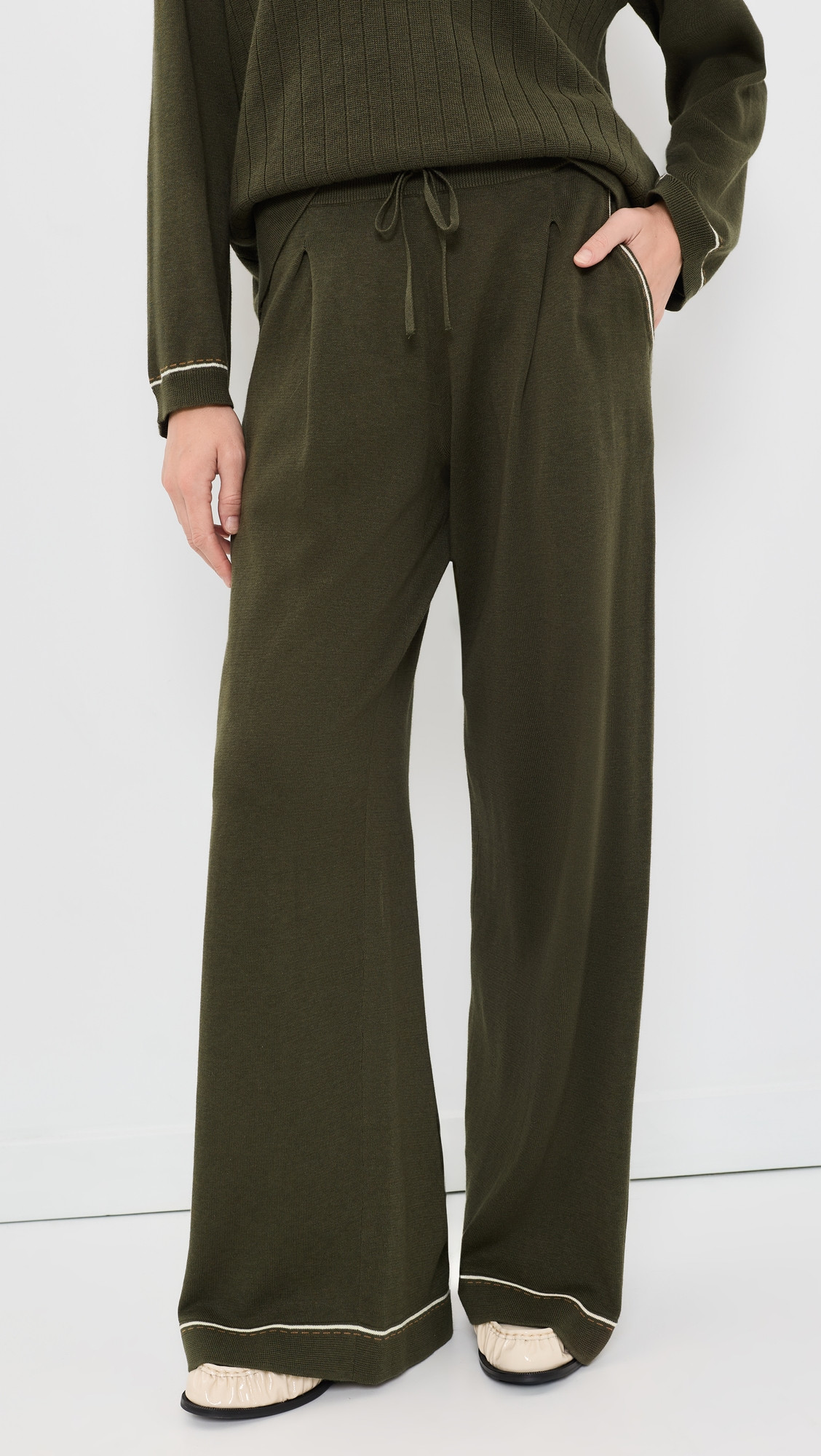 THE GREAT. The Menswear Tipping Trouser Pants Olive 0 | Shopbop