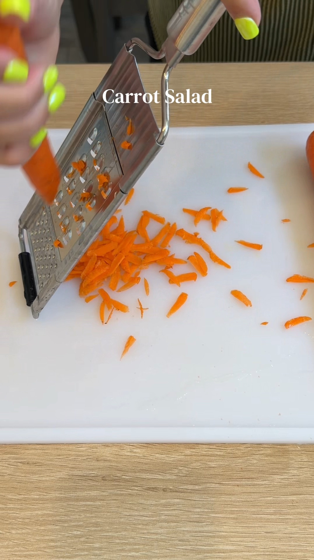 Fresh and crunchy carrot salad 🥕✨

Ingredients:

* 3 carrots
* 1 tbsp honey
* 1 tbsp lemon juice
* 1 tbsp olive oil
* Salt

Instructions:

1. Use slicer to cut carrots.
2. Add to a bowl.
3. Mix honey, lemon juice, oil, and salt.
4. Pour over carrots and toss well.
5. Chill for 10 minutes before serving.

#HealthyRecipes #CleanEating #QuickMeals #SimpleRecipes

#LTKHome #LTKmomlife #LTKfoodie