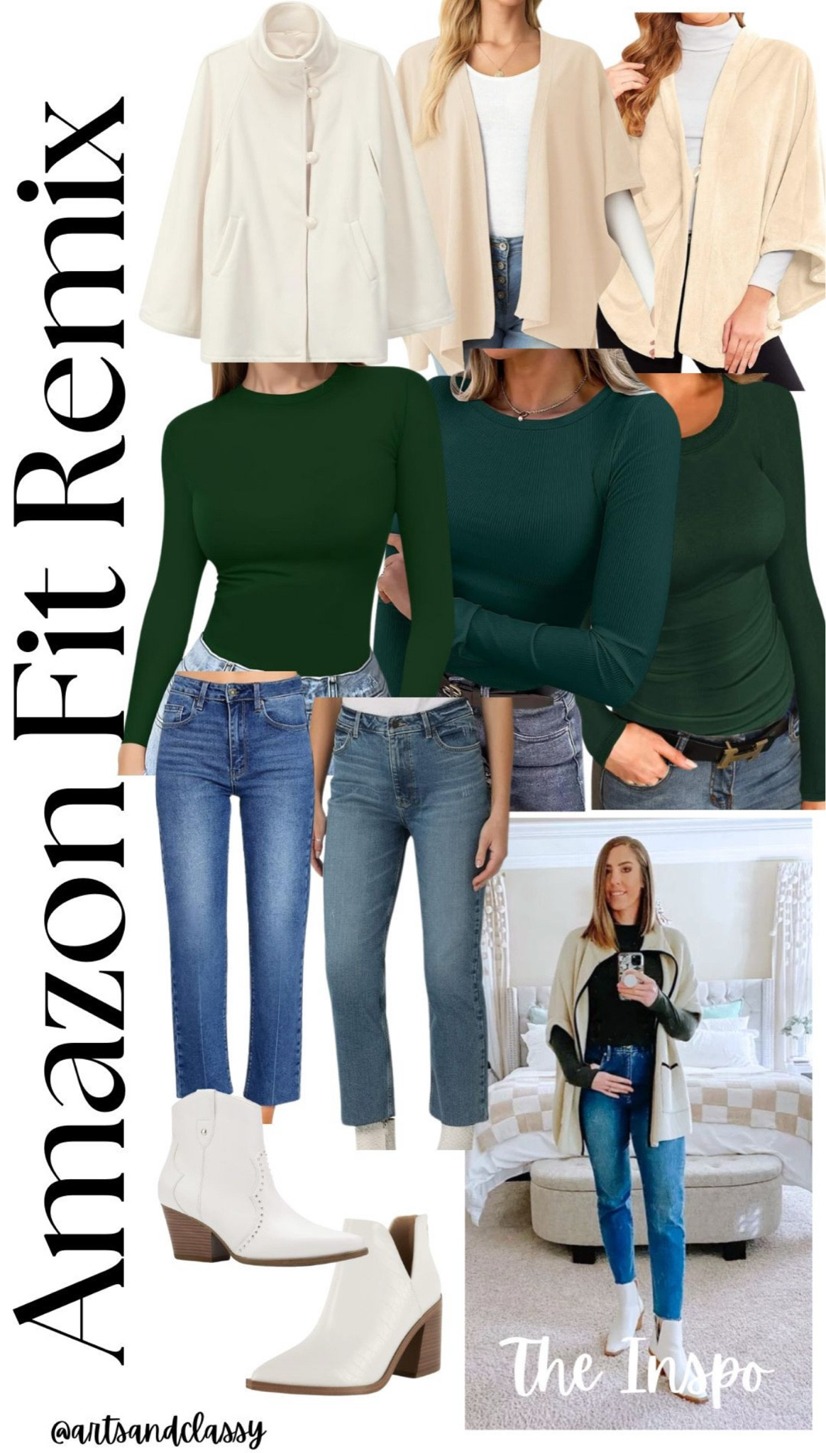 Holiday outfit inspo! Obsessed with this beige riding cape coat paired with forest green, cropped jeans, and white western booties. Perfect for festive gatherings or cozy Christmas vibes.

#LTKSaleAlert #LTKHoliday #LTKStyleTip