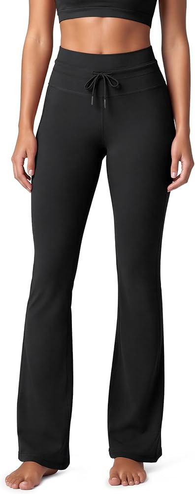 ODODOS Women's Drawstring Tie Flared Pants High Waist Bootcut Workout Yoga Pants - 30" / 32" Inse... | Amazon (US)