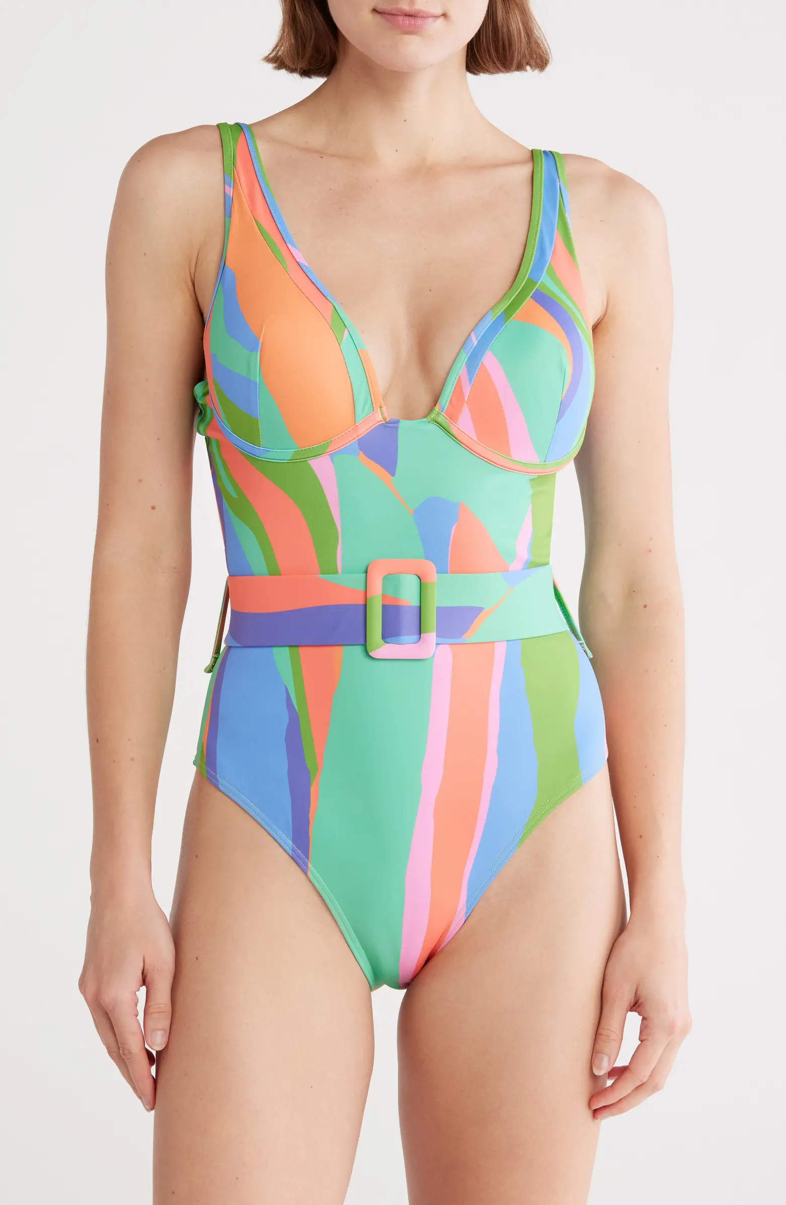 Underwire Belted One-Piece Swimsuit | Nordstrom Rack