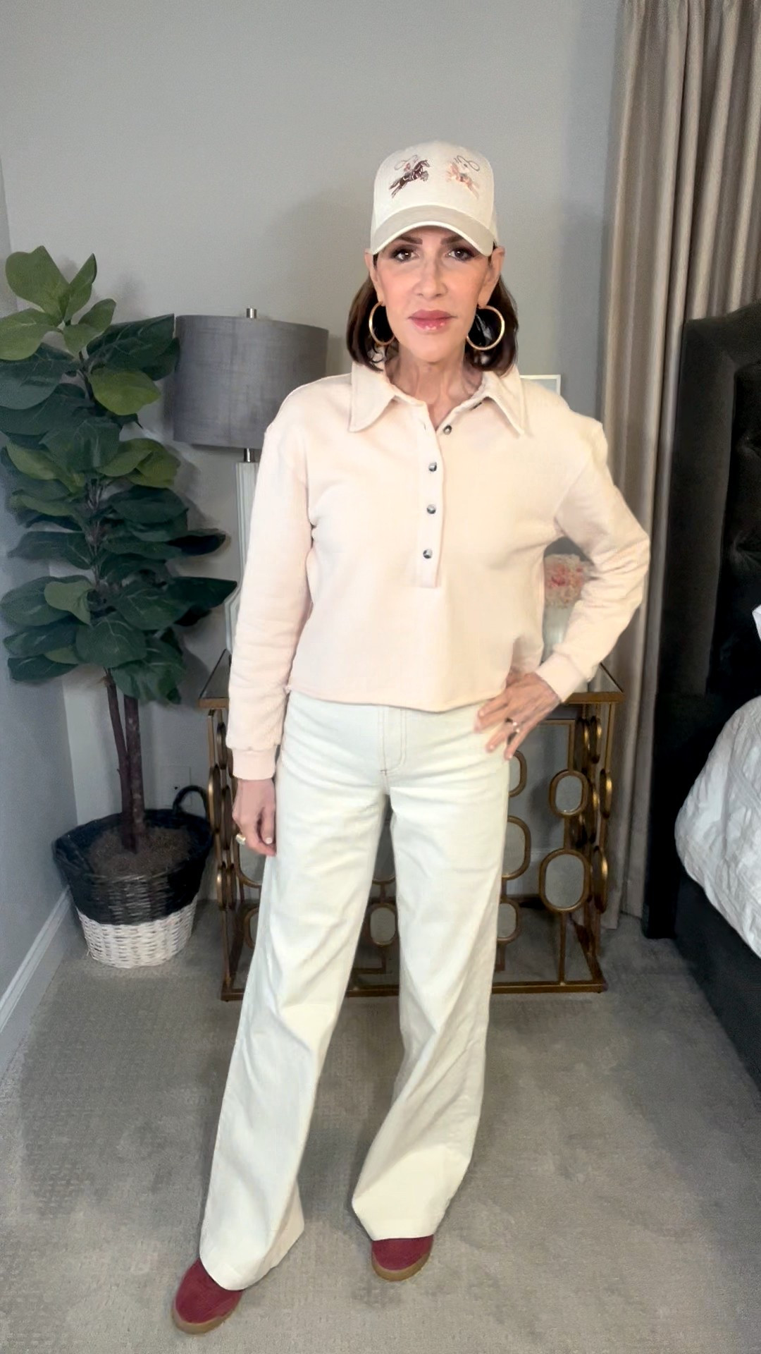 cream pullover, wide leg pants, red sneakers, over 50 outfits 

#LTKSeasonal #LTKOver40 #LTKootd