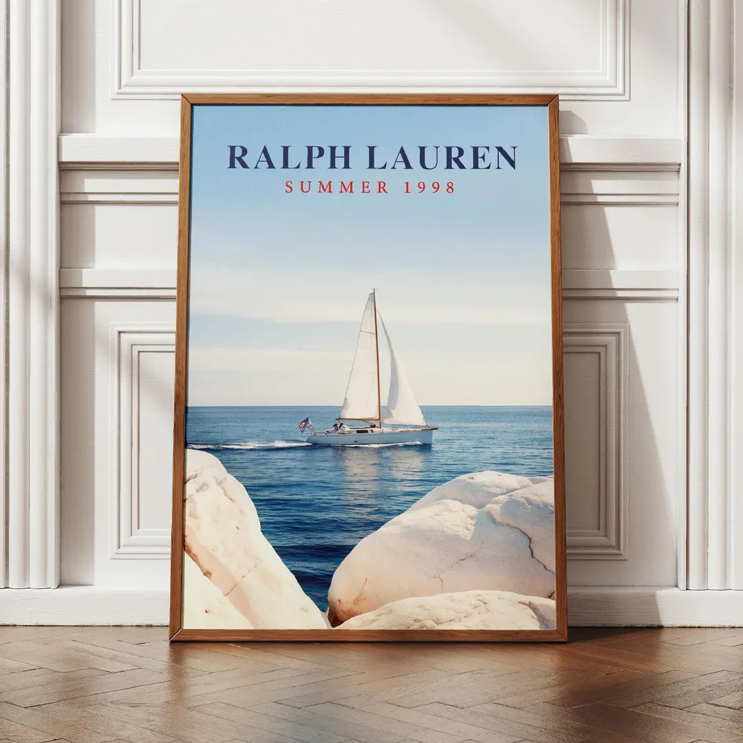 Fashion Magazine Poster PNG, Ralph Lauren Wall Art, Retro Fashion Canvas Art, Vintage Seascape Ar... | Etsy (US)