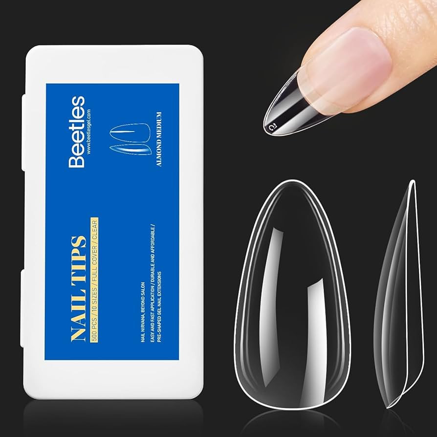 Beetles Gel Nail Tips Almond Medium Shape Summer Nails, 500Pcs Pre Shaped Soft Nail Tips Clear Fu... | Amazon (US)
