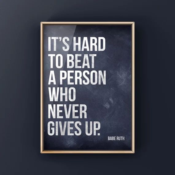 It's Hard to Beat a Person Who Never Gives Up Babe Ruth | Etsy | Etsy (US)