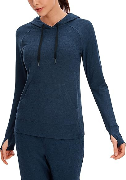 CRZ YOGA Women's Hoodie Long Sleeve Shirts Running Workout Top Pullover Sweatshirts with Pocket | Amazon (US)