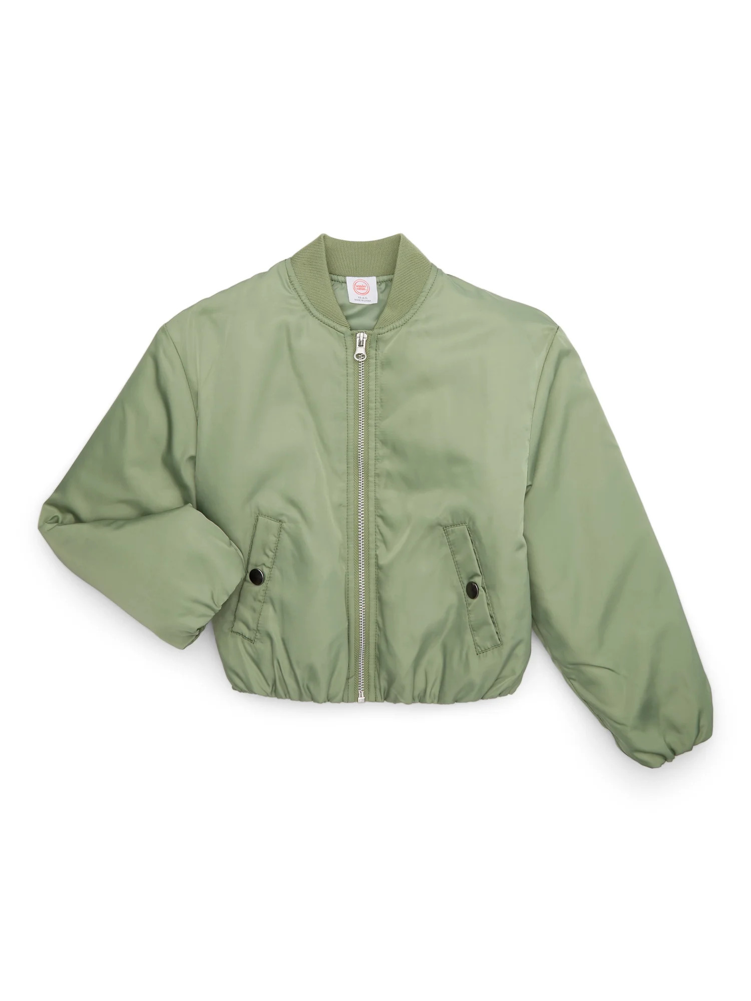 Wonder Nation Tween Girls Satin Bomber Jacket, Sizes 4-16 & Plus | Walmart (US)