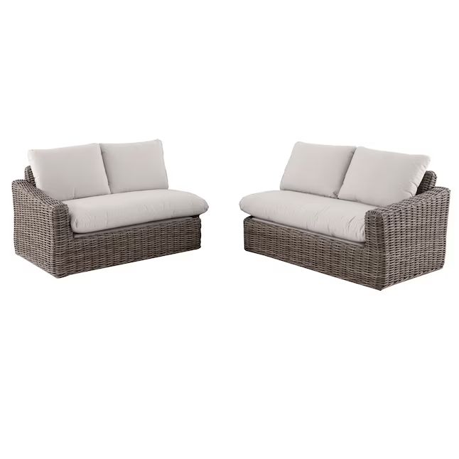 allen + roth Maitland 2-Piece Wicker Patio Conversation Set with Tan Cushions | Lowe's