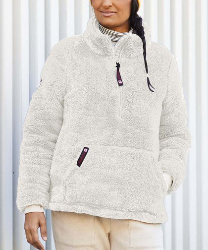 White Fleece Quarter-Zip Pullover - Women &amp; Plus | Zulily