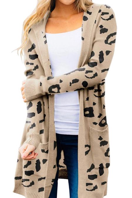 MEROKEETY long sleeve open front hoodie cardigan with pockets and comes in multiple solid colors and some patterns like this cute animal print 

#LTKstyletip #LTKworkwear #LTKunder50
