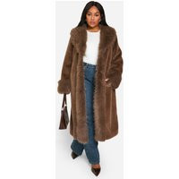 Womens Plus Faux Fur Bonded Midaxi Coat - Brown - 22 | boohoo (US & Canada)