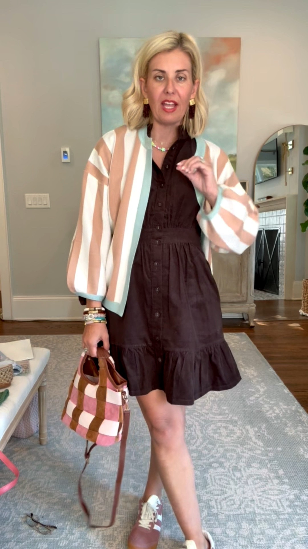 Perfect cardigan for layering…Especially this time of year! ￼
Dress - small
Cardigan - xs 
Sneakers - 8 tts 

Codes:
Avara - mixandmatch15
Allie + Bess - Catherine20

#LTKOver40 #LTKSeasonal #LTKdayinmylife