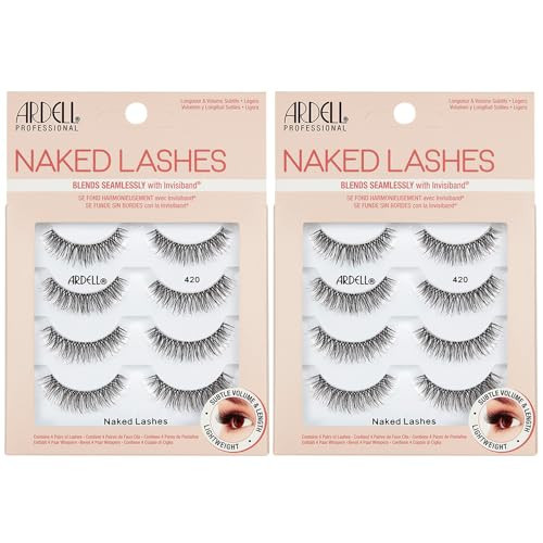 Ardell Naked Strip Lashes 420 - Soft Lightweight Fibers, Natural Look, Comfortable & Easy Application False Eyelashes, 4 Pairs, 2 Pack | Amazon (US)