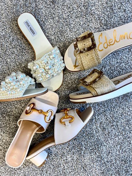 3 summer sandals you’ll love this season
On trend and perfect for all of your Summer Social season!

-Raffia and buckle -Sam Edelman 
-Pearl and rhinestone slide- Steve Madden
-horse bit detail sandal with block heal… lols designer but an Amazon find✔️


#LTKShoeCrush #LTKStyleTip #LTKSaleAlert