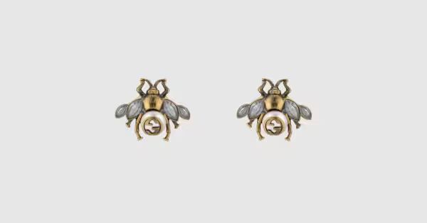 Bee earrings with crystals | Gucci (US)