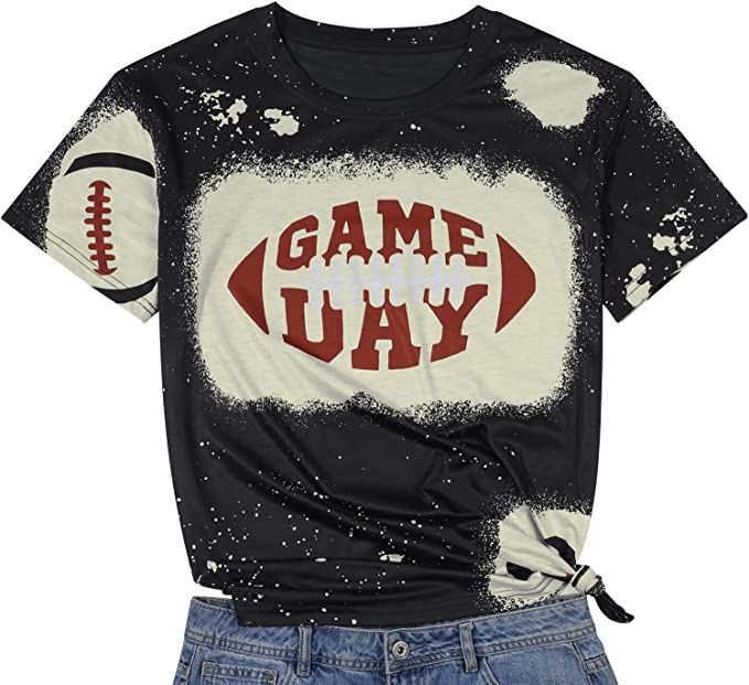 Game Day Shirts Women Football Shirt Vintage Gameday Football Graphic Tee Letter Print Short Slee... | Amazon (US)
