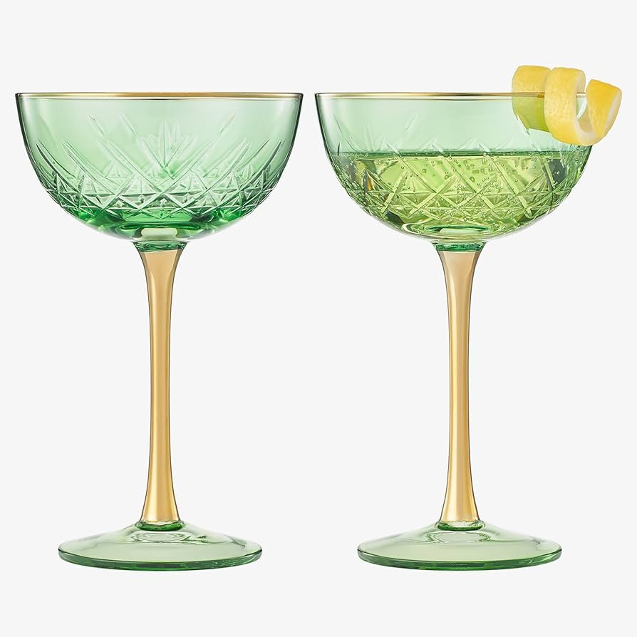 Vintage Art Deco Coupe for Champagne, Martini, Cocktails | Set of 2 | 7 oz Classic Cocktail Glass... | Amazon (US)