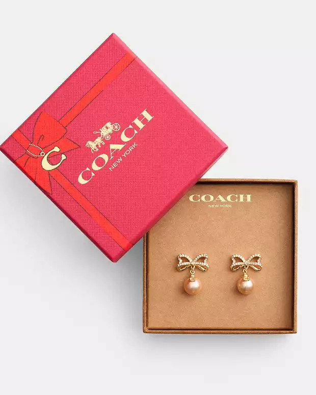 Bow Pearl Drop Earrings | Coach Outlet US
