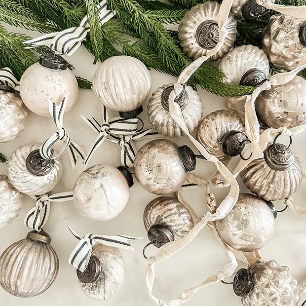 Embossed Glass Ornament Garland | Antique Farm House