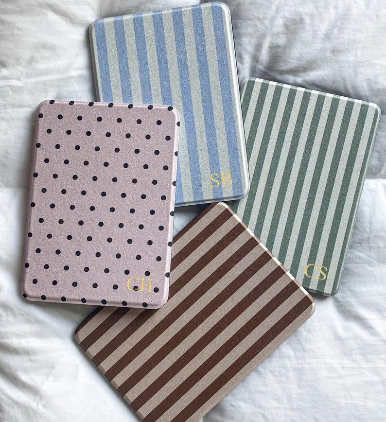 Personalized Kindle Case, Retro Stripe & Polka Dot Kindle Cover, Clear Magnetic Back for Paperwhi... | Etsy (Global)