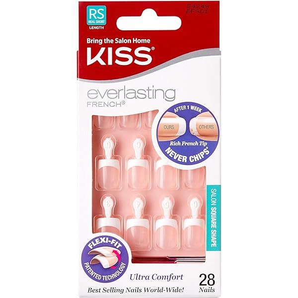 Kiss Everlasting French Nail Manicure, Chip-Free with Flexi-Fit Technology, Real Short,"Infinite", N | Amazon (US)