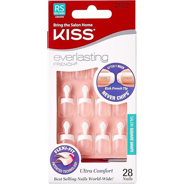 Kiss Everlasting French Nail Manicure, Chip-Free with Flexi-Fit Technology, Real Short,"Infinite", N | Amazon (US)