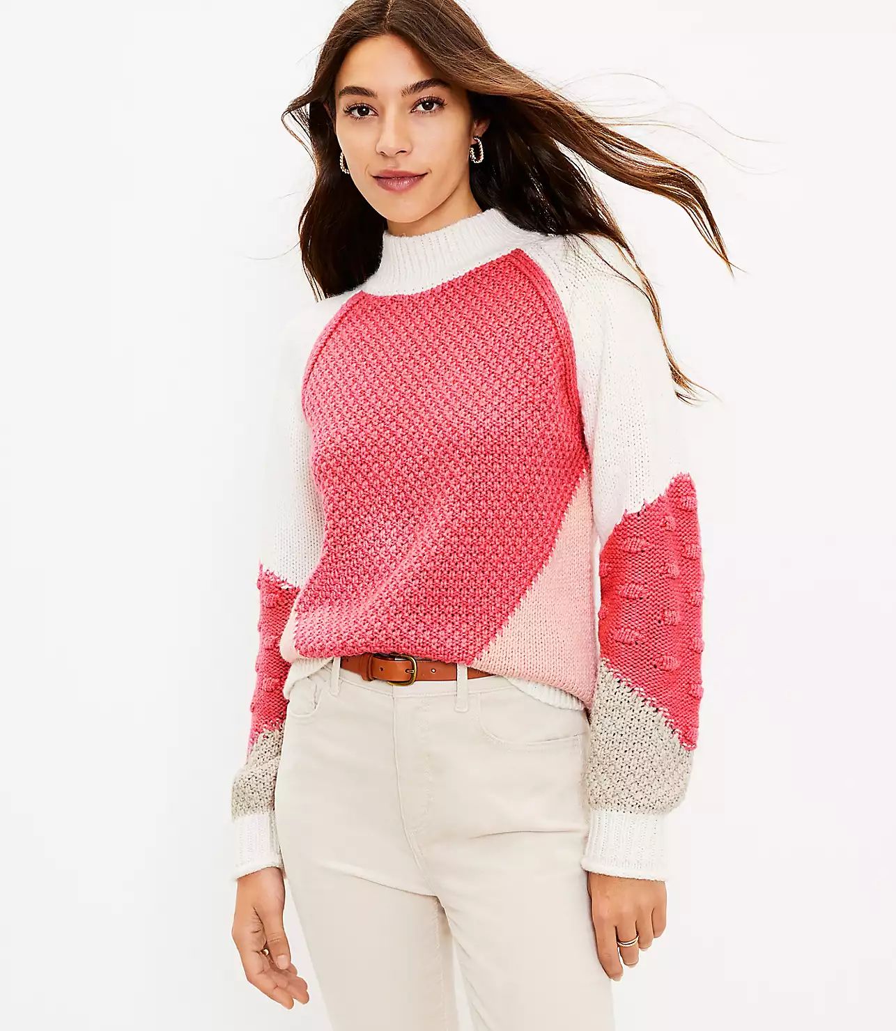 Colorblock Stitchy Sweater | LOFT