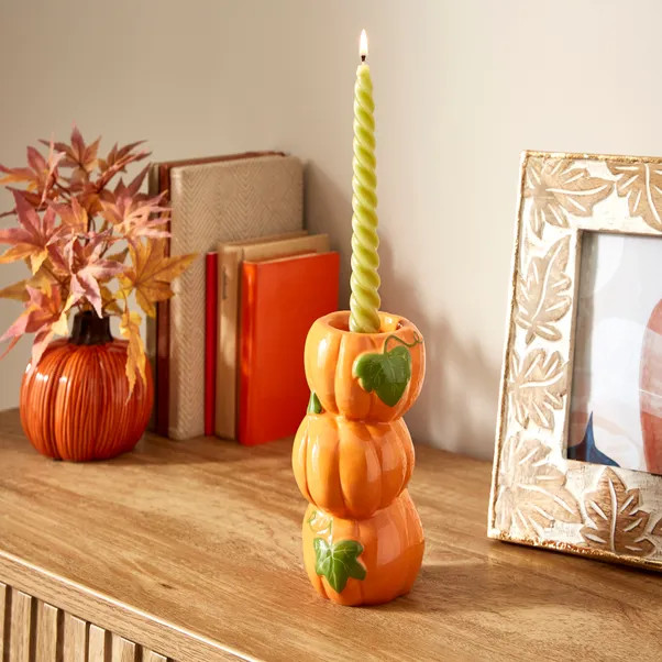 3 Stacking Pumpkins Ceramic Candle Holder | Dunelm