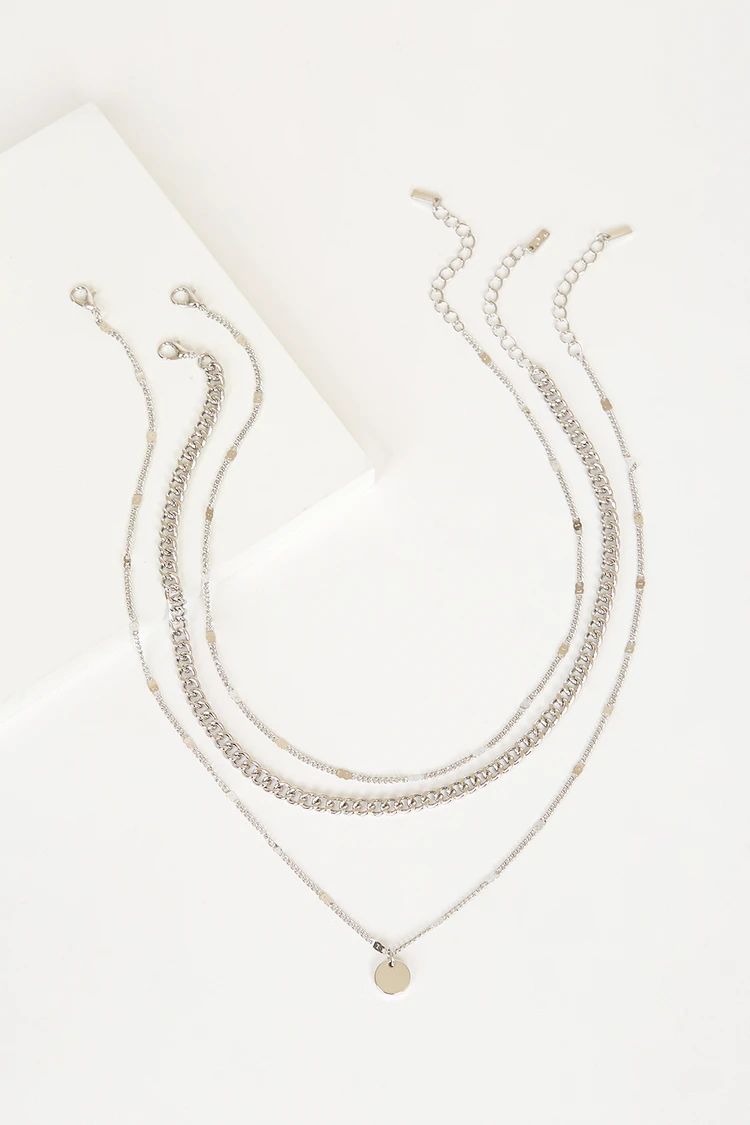 Three-Way Tie Silver Necklace Set | Lulus (US)