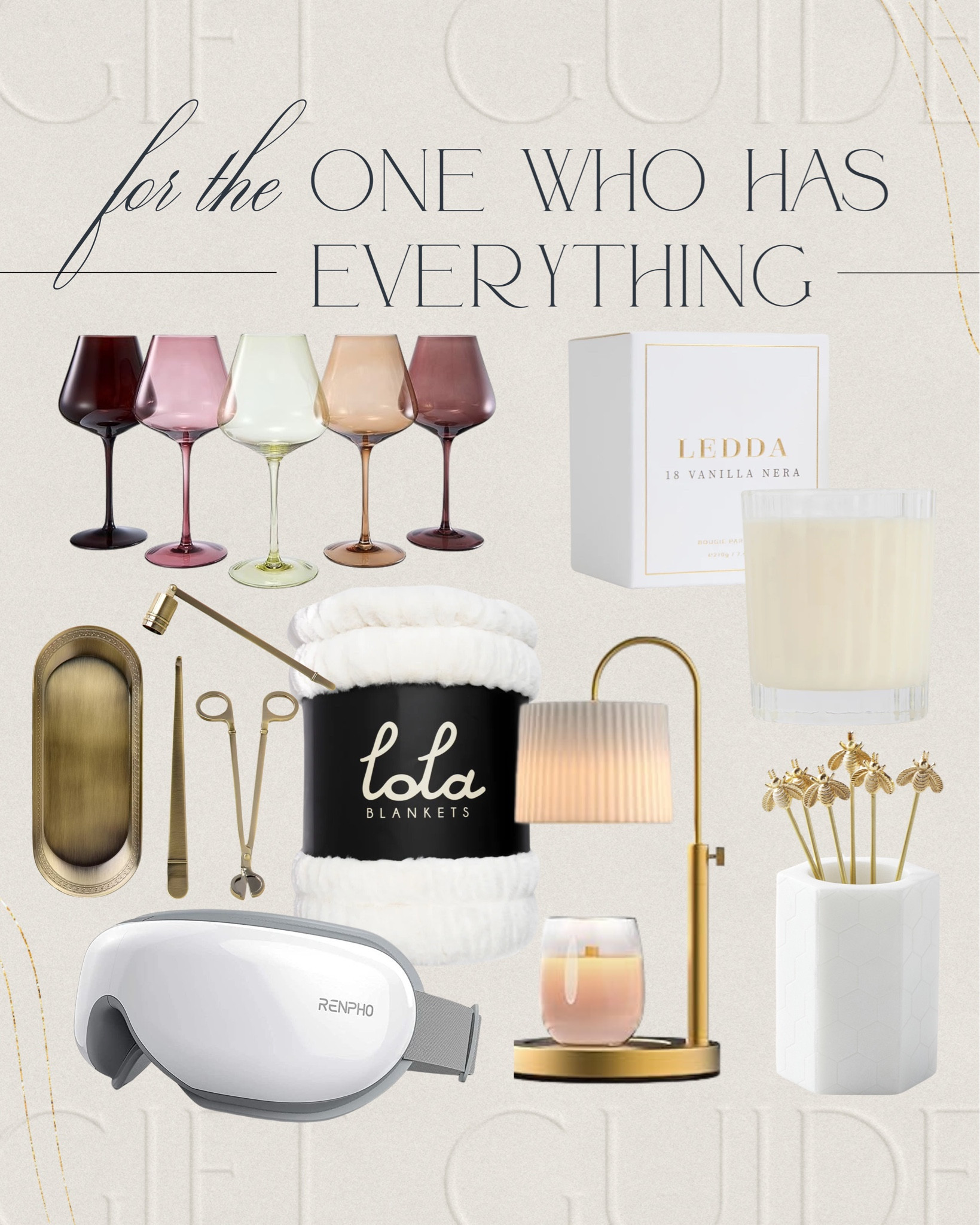 Gift Guide For The Friend Who Has Everything


Gift guides  gift ideas  candle warming lamp  eye massager  wine glasses  gifts  gifts for her  gifts for him  gifts for host  blankets  candle trimmers  TheSmittenCollective

#LTKHoliday #LTKSeasonal #LTKGiftGuide