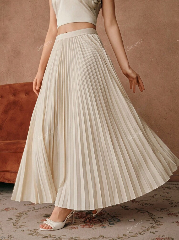 Savoree Damen Maxi Rock Mit Falten Einfarbig, Eleganter Damenoutfit | SHEIN
