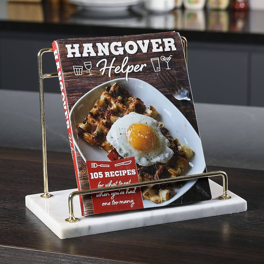 MyGift Modern Marble Cookbook Stand, Kitchen Countertop Recipe Holder Stand with Brass Tone Metal... | Amazon (US)