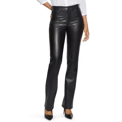NYDJ Marilyn Faux Leather Straight Leg Pants in Black at Nordstrom, Size 4 | Nordstrom