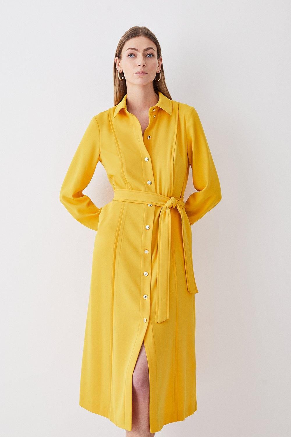 Soft Tailored Pipe Detail Sleeved Shirt Dress | Karen Millen US