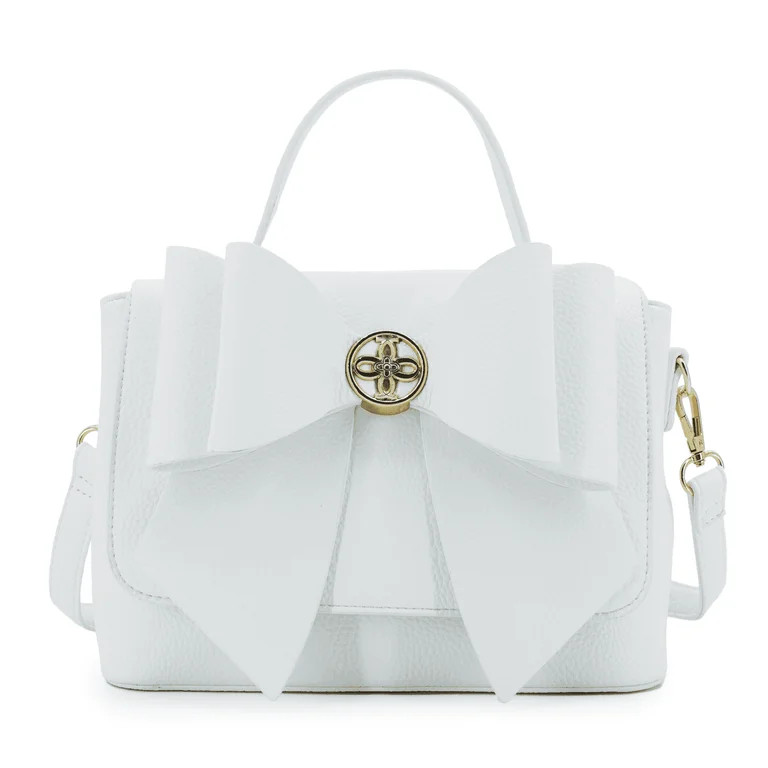 LIKE DREAMS Womens's Vegan Leather Adjustable Detachable Strap Zoey Double Bow Crossbody Bag, Whi... | Walmart (US)