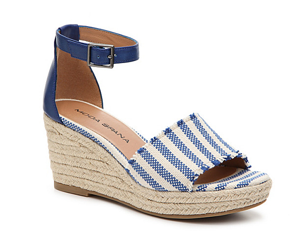 Moda Spana Kassie Espadrille Wedge Sandal - Women's - Navy/Cream | DSW