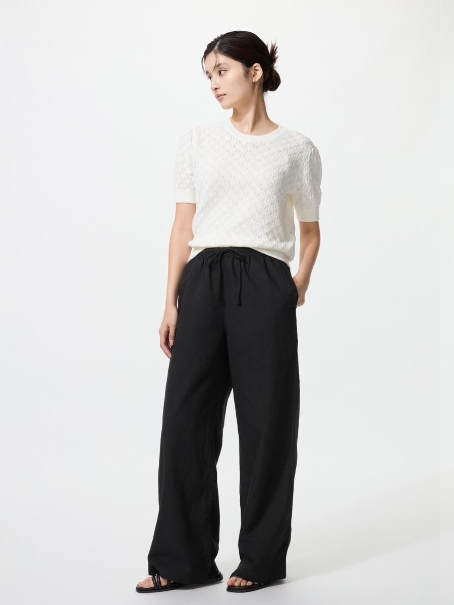 UNIQLO Women's Linen Blend Easy Pants, Black, XS | UNIQLO (US)